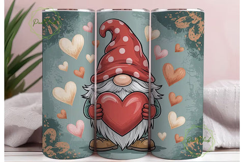 Valentine Gnome 20oz Tumbler Wrap Sublimation PixelChick 
