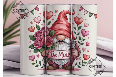 Valentine Gnome 20oz Tumbler Wrap Sublimation sassyprint 