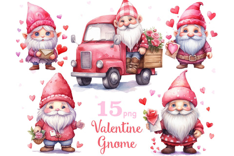 Valentine Gnome Clipart | Valentine Digital Download Bundle SVG GlamArtZhanna 