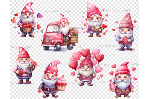 Valentine Gnome Clipart | Valentine Digital Download Bundle SVG GlamArtZhanna 