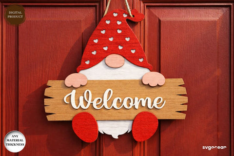 Valentine Gnome Door Sign Laser Cut SVG SvgOcean 