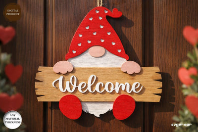 Valentine Gnome Door Sign Laser Cut SVG SvgOcean 