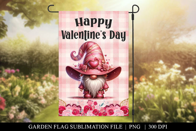 Valentine Gnome Garden Flag Sublimation Design Sublimation BijouBay 