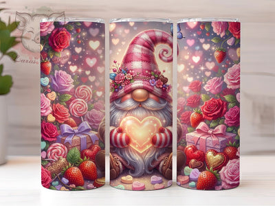 Valentine Gnome Heart 20oz Tumbler, Valentine Gnome Motif, Heart Design, Love Theme, Romantic Accent, Whimsical Charm, Sublimation Wrap, 20oz Tumbler Sublimation Lara' s Designs 