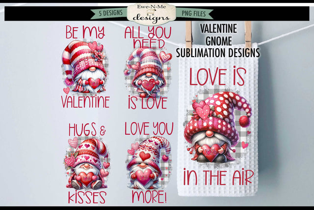 Valentine Gnome Kitchen Towel Designs | Valentine Sublimation Designs Sublimation Ewe-N-Me Designs 