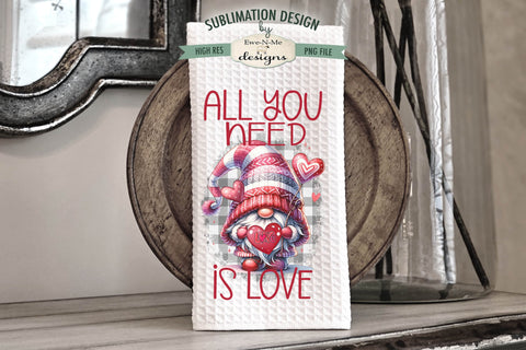 Valentine Gnome Kitchen Towel Designs | Valentine Sublimation Designs Sublimation Ewe-N-Me Designs 