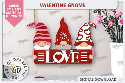 Valentine Gnome Laser Cut. Valentine's Day Wall Decor SVG SVG Evgenyia Guschina 