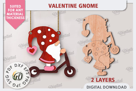Valentine Gnome Laser Cut. Valentine's Day Wall Decor SVG SVG Evgenyia Guschina 