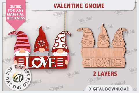 Valentine Gnome Laser Cut. Valentine's Day Wall Decor SVG SVG Evgenyia Guschina 