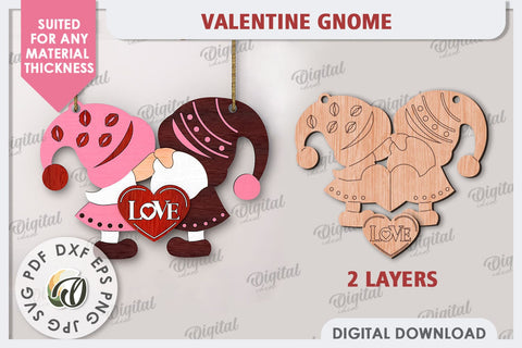 Valentine Gnome Laser Cut. Valentine's Day Wall Decor SVG SVG Evgenyia Guschina 