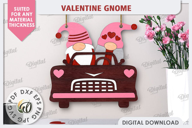 Valentine Gnome Laser Cut. Valentine's Day Wall Decor SVG SVG Evgenyia Guschina 