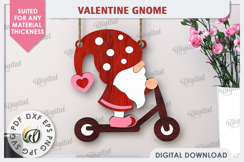 Valentine Gnome Laser Cut. Valentine's Day Wall Decor SVG SVG Evgenyia Guschina 