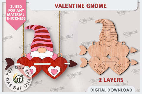 Valentine Gnome Laser Cut. Valentine's Day Wall Decor SVG SVG Evgenyia Guschina 