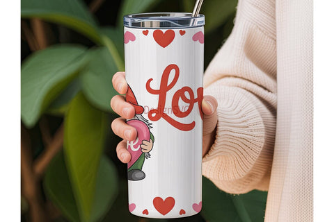Valentine Gnome Love 20oz Tumbler Wrap Sublimation DesignSVG 