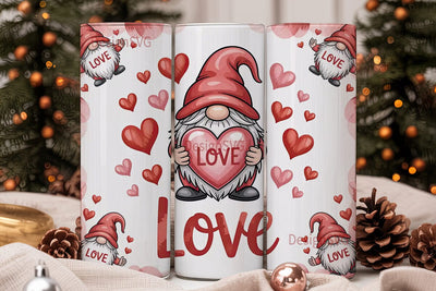 Valentine Gnome Love 20oz Tumbler Wrap Sublimation DesignSVG 