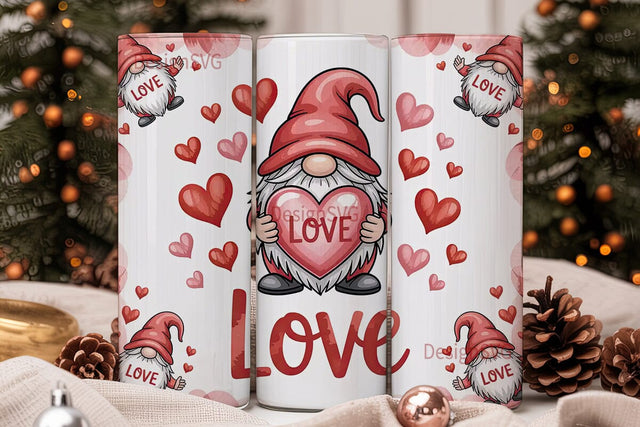 Valentine Gnome Love 20oz Tumbler Wrap Sublimation DesignSVG 