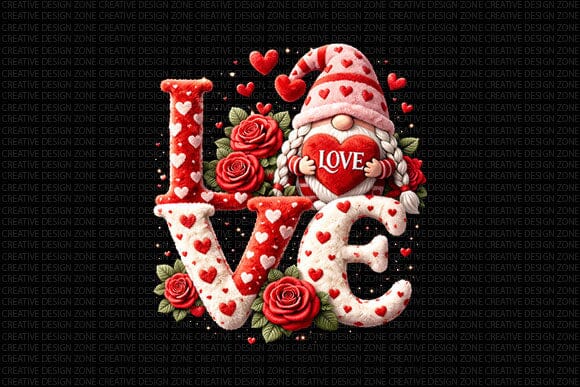 Valentine Gnome LOVE PNG | Cute Romantic Sublimation Design SVG BillahCrafts 