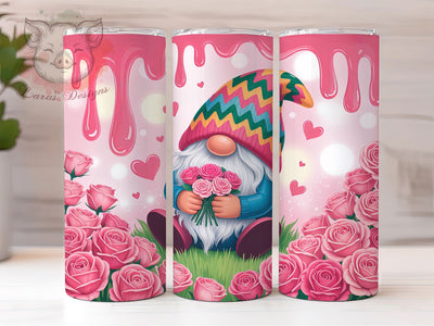 Valentine Gnome Roses Tumbler, Cute Gnome, Red Roses, Love Theme, 20Oz Tumbler, Sublimation Wrap, Digital Download Sublimation Lara' s Designs 