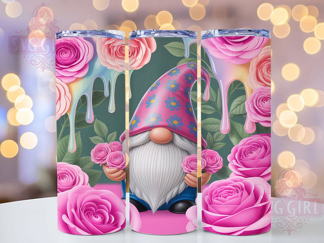 Valentine Gnome Roses Tumbler, Roses Tumbler Wrap, Love Sublimation, 20Oz Tumbler Design, Cute Gnome Art, Romantic Wrap, Valentine Printable Sublimation SvggirlplusArt 