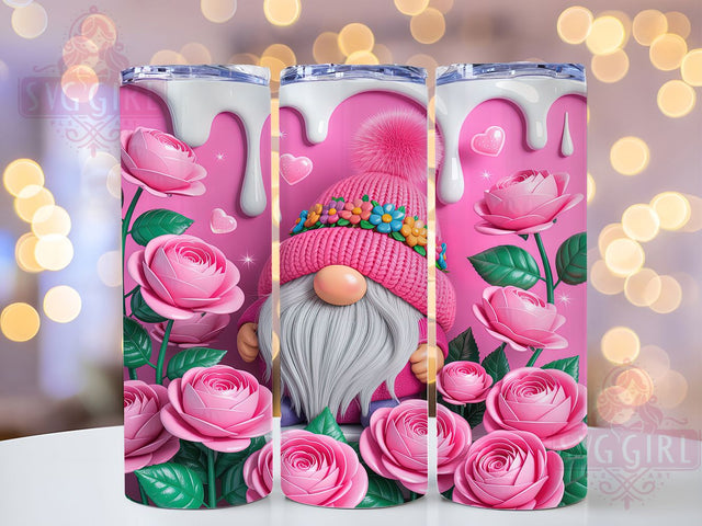 Valentine Gnome Roses Tumbler, Roses Tumbler Wrap, Love Sublimation, 20Oz Tumbler Design, Cute Gnome Art, Romantic Wrap, Valentine Printable Sublimation SvggirlplusArt 