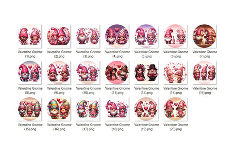 Valentine Gnome Round Keychain Sublimation Bundle 20 Designs Sublimation OrangeBrushStudio 