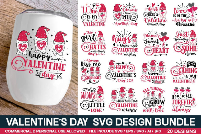 Valentine Gnome Svg Bundle SVG designmaster24 