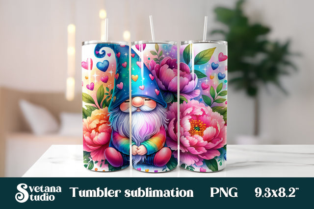 Valentine gnome tumbler sublimation Sublimation Svetana Studio 