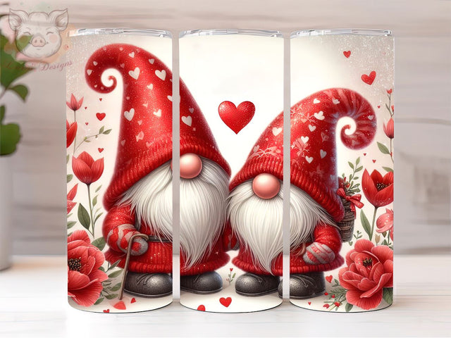 Valentine Gnomes 20oz Tumbler Wrap, Gnomes PNG Downloads, 20oz Tumbler Png, Sublimation Design, Digital, Digital Download PNG Sublimation Lara' s Designs 