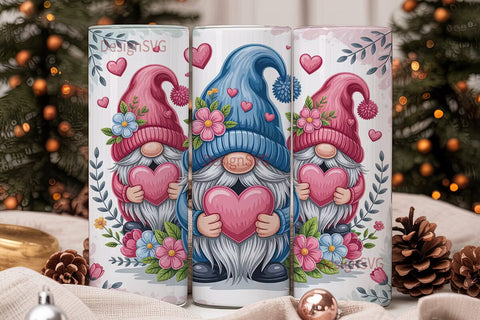 Valentine Gnomes 20oz Tumbler Wrap Sublimation DesignSVG 