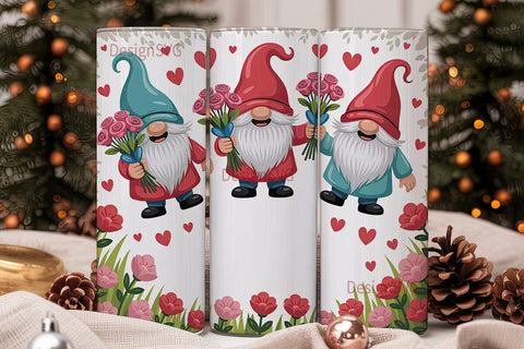 Valentine Gnomes 20oz Tumbler Wrap Sublimation DesignSVG 