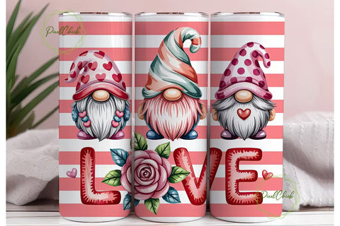 Valentine Gnomes 20oz Tumbler Wrap Sublimation PixelChick 