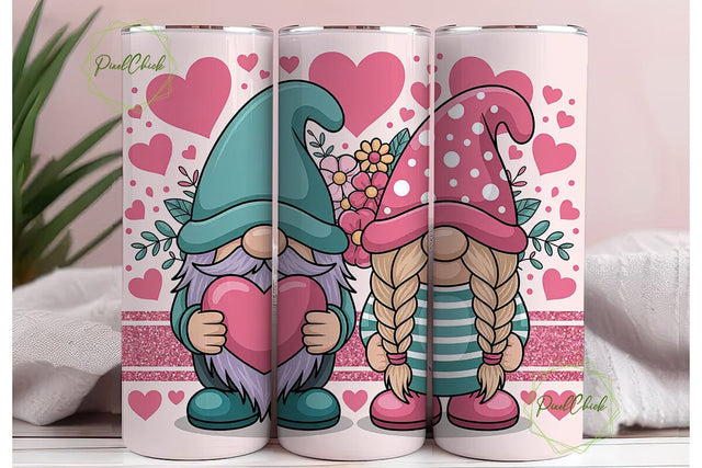 Valentine Gnomes 20oz Tumbler Wrap Sublimation PixelChick 