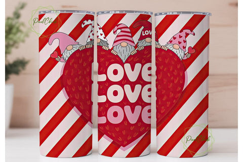 Valentine Gnomes 20oz Tumbler Wrap Sublimation PixelChick 
