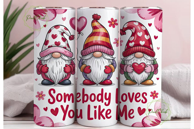 Valentine Gnomes 20oz Tumbler Wrap Sublimation PixelChick 