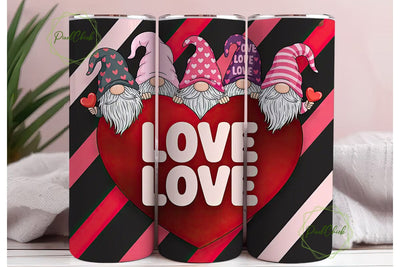 Valentine Gnomes 20oz Tumbler Wrap Sublimation PixelChick 