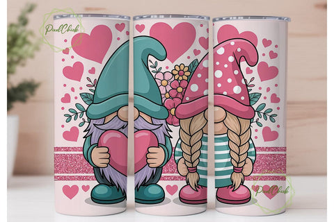 Valentine Gnomes 20oz Tumbler Wrap Sublimation PixelChick 