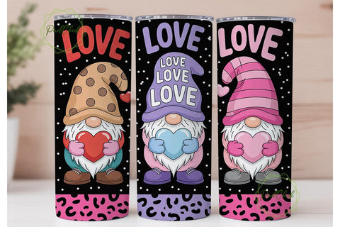 Valentine Gnomes 20oz Tumbler Wrap Sublimation PixelChick 