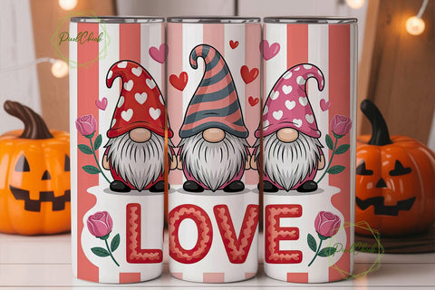 Valentine Gnomes 20oz Tumbler Wrap Sublimation PixelChick 