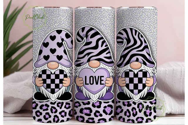 Valentine Gnomes 20oz Tumbler Wrap Sublimation PixelChick 