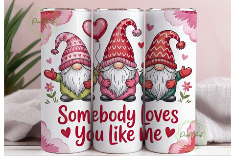 Valentine Gnomes 20oz Tumbler Wrap Sublimation PixelChick 