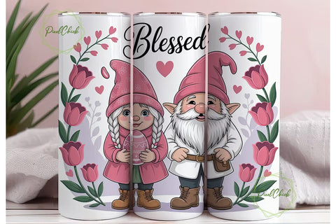 Valentine Gnomes 20oz Tumbler Wrap Sublimation PixelChick 