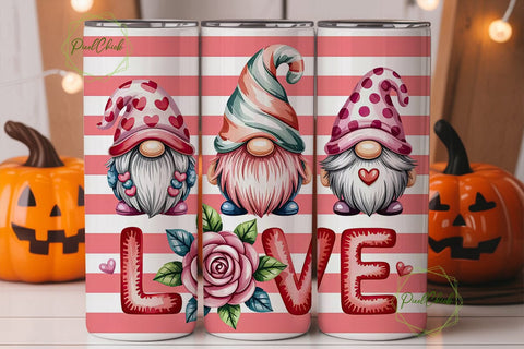 Valentine Gnomes 20oz Tumbler Wrap Sublimation PixelChick 