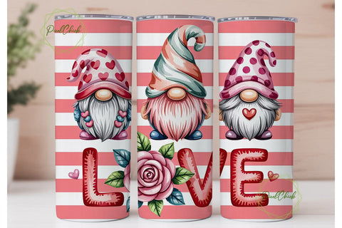 Valentine Gnomes 20oz Tumbler Wrap Sublimation PixelChick 