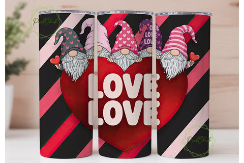 Valentine Gnomes 20oz Tumbler Wrap Sublimation PixelChick 