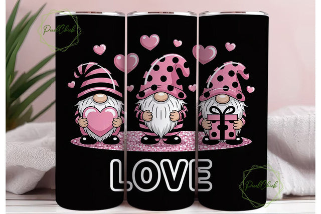 Valentine Gnomes 20oz Tumbler Wrap Sublimation PixelChick 