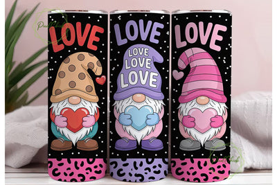 Valentine Gnomes 20oz Tumbler Wrap Sublimation PixelChick 