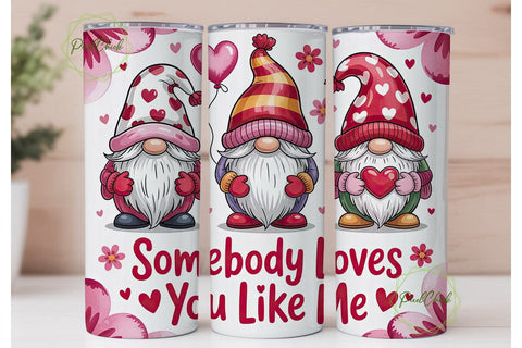 Valentine Gnomes 20oz Tumbler Wrap Sublimation PixelChick 