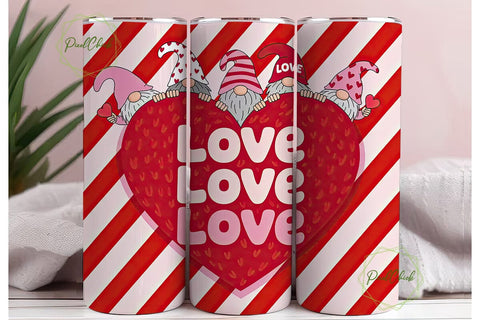 Valentine Gnomes 20oz Tumbler Wrap Sublimation PixelChick 