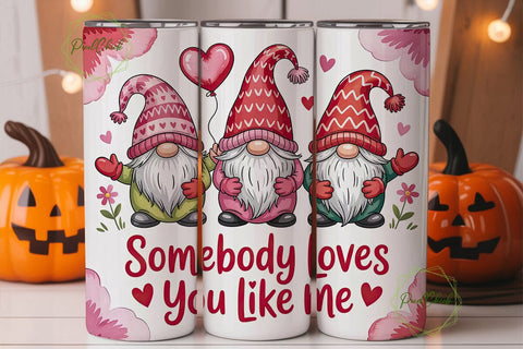 Valentine Gnomes 20oz Tumbler Wrap Sublimation PixelChick 