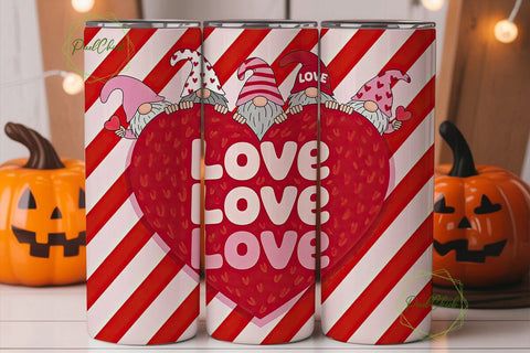 Valentine Gnomes 20oz Tumbler Wrap Sublimation PixelChick 